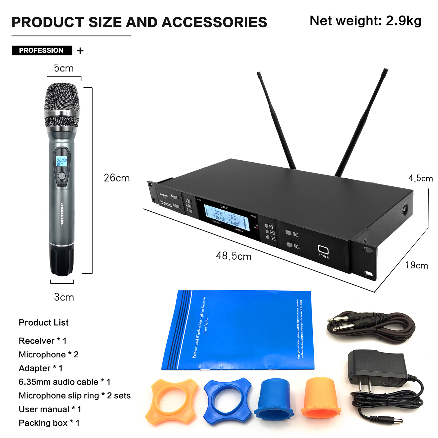Condenser Microphone Kit - Mikrofon Karaoke Nirkabel FM Profesional RV-2
