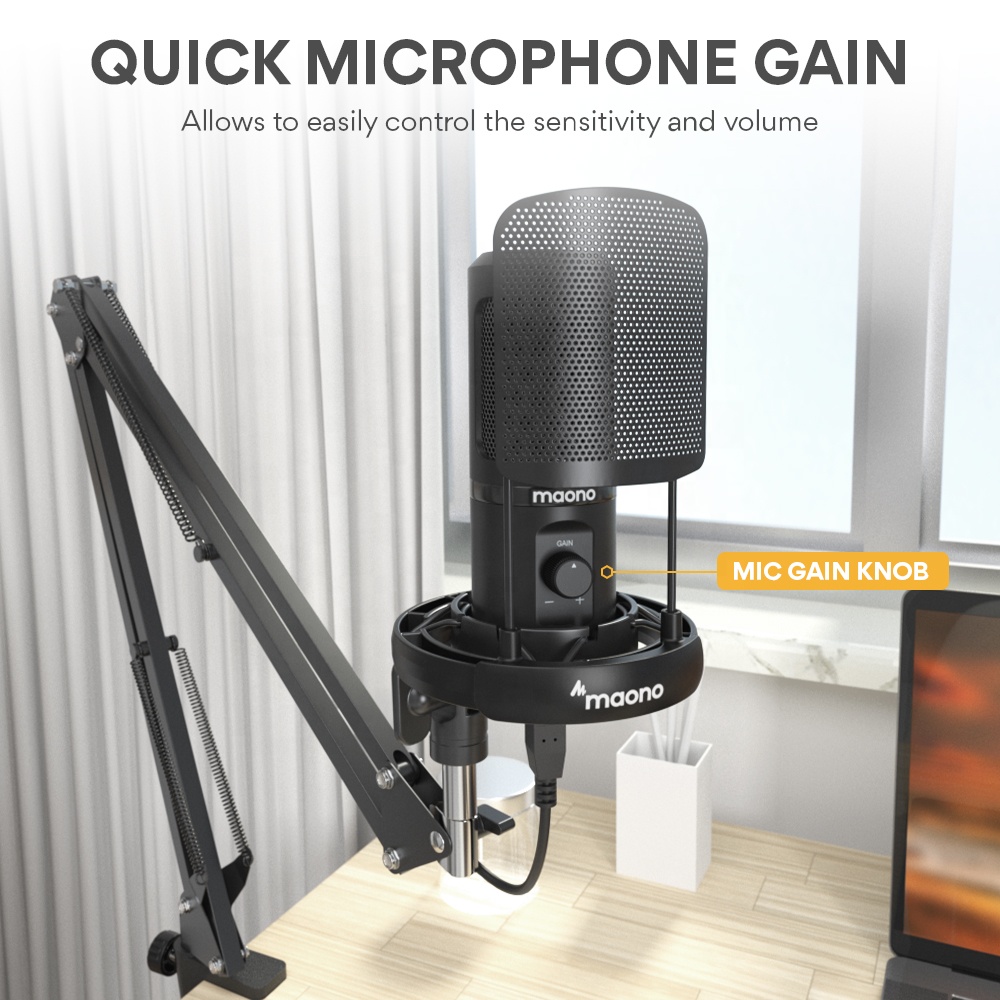 Kit Mikrofon Profesional MAONO - Condenser Microphone Kit ulasan dan harga