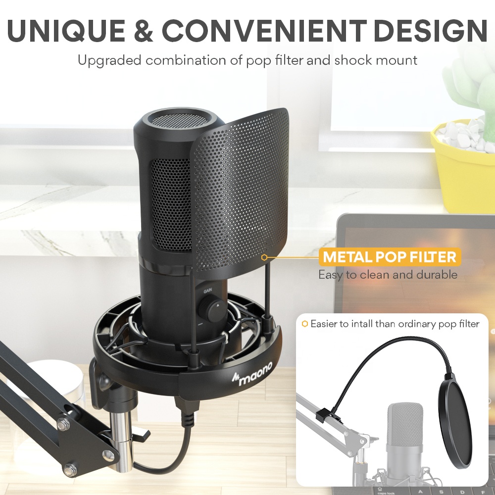 Kit Mikrofon Profesional MAONO - Condenser Microphone Kit ulasan dan harga